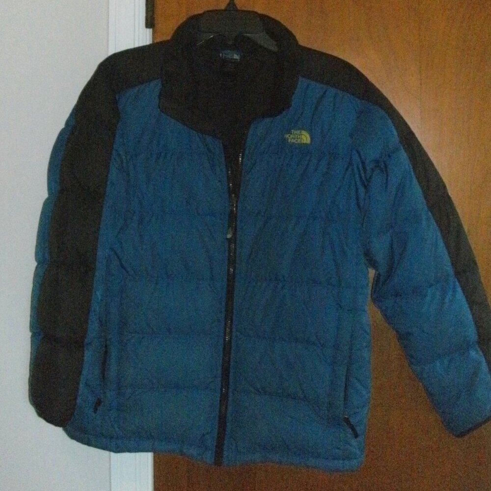 The North Face 550 Blue Black Full Zip Winter Puffer Jacket Coat Size XL 18/20